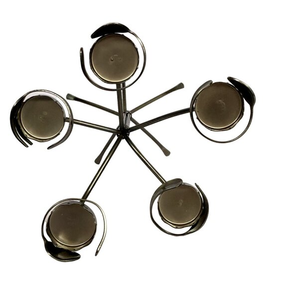 Candelabra Modernist Artsy Pewter Finish Spoon Fork Candle Holder Flatware Art - Picture 14 of 14